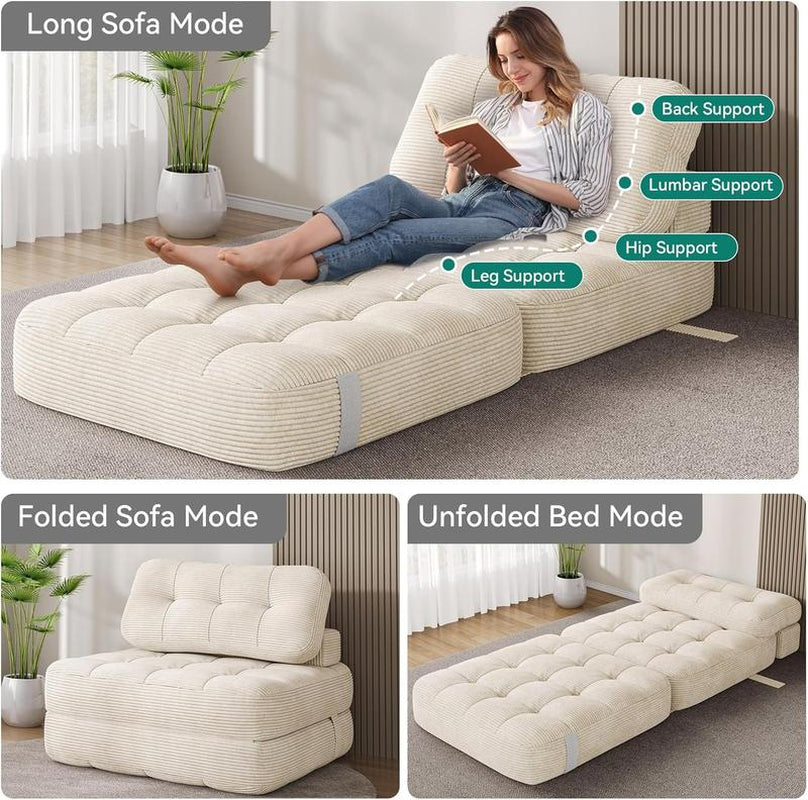 Yitahome 2-In-1 Foldable Sofa Bed, Super Comfy Chair Bed, with Pillow Foldable Mattress, with Support, Space Saver for Living Room, Bedroom, Guests