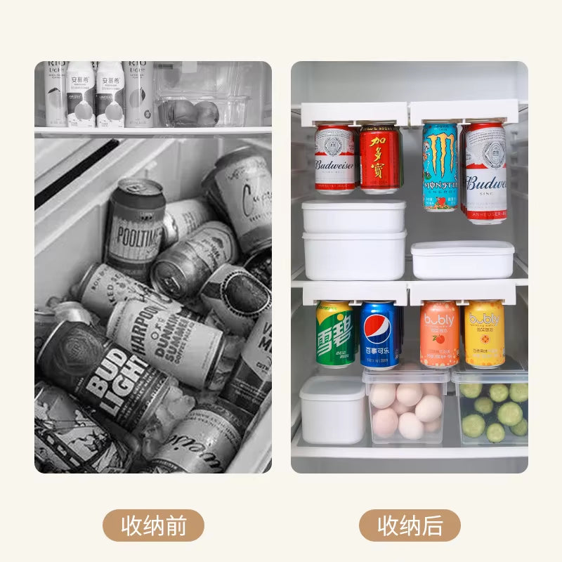 Refrigerator Storage Cabinet Drawer Soda Can Dispenser Beverage Rack Plastic Food Storage Rack for Refrigerator Cabinet Kitchen