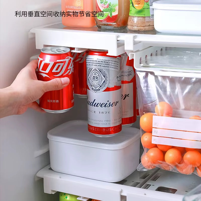 Refrigerator Storage Cabinet Drawer Soda Can Dispenser Beverage Rack Plastic Food Storage Rack for Refrigerator Cabinet Kitchen
