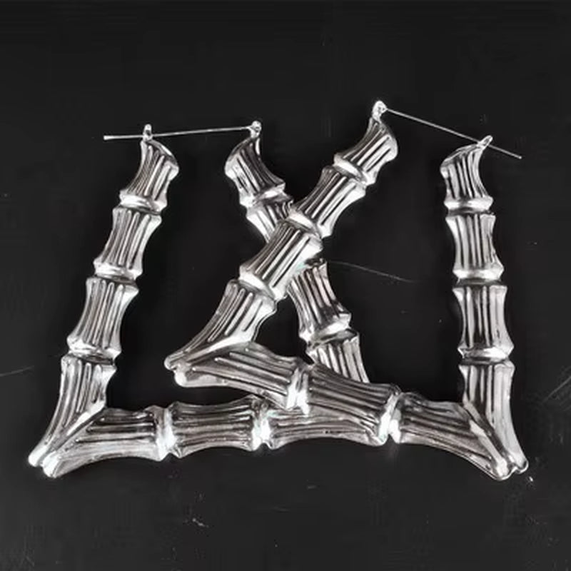 Punk Gold Sliver Color Bamboo Hoop Earrings for Women Geometric Big round Circle Bamboo Earings Bijoux Hip Hop Party Jewelry