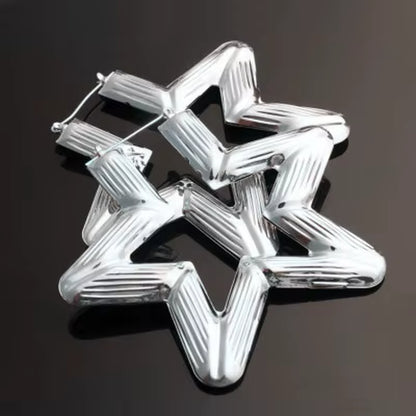 Punk Gold Sliver Color Bamboo Hoop Earrings for Women Geometric Big round Circle Bamboo Earings Bijoux Hip Hop Party Jewelry