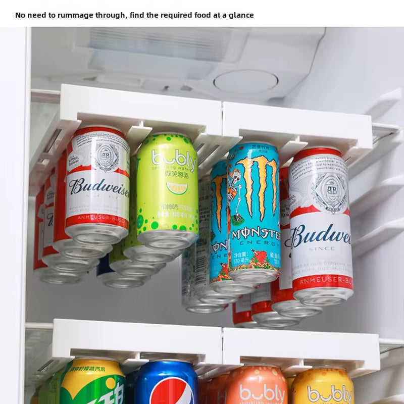 Refrigerator Storage Cabinet Drawer Soda Can Dispenser Beverage Rack Plastic Food Storage Rack for Refrigerator Cabinet Kitchen
