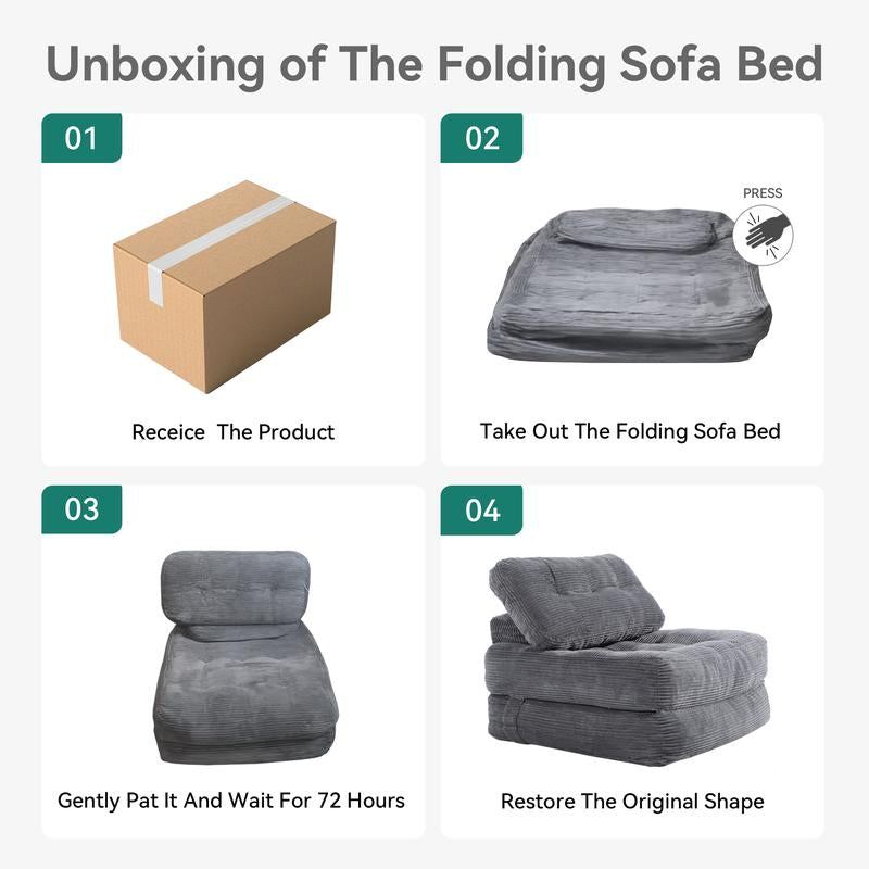 Yitahome 2-In-1 Foldable Sofa Bed, Super Comfy Chair Bed, with Pillow Foldable Mattress, with Support, Space Saver for Living Room, Bedroom, Guests