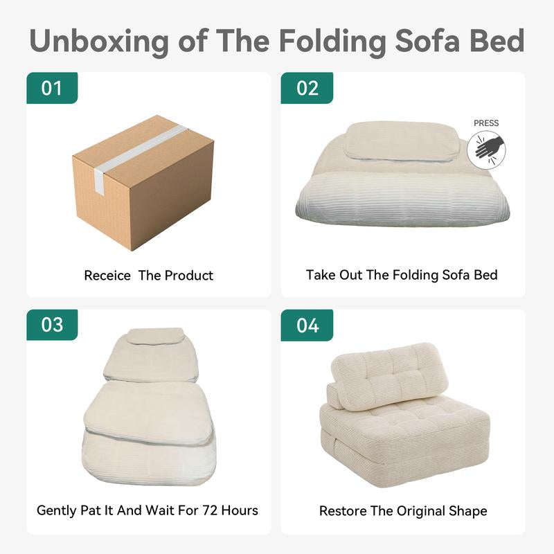 Yitahome 2-In-1 Foldable Sofa Bed, Super Comfy Chair Bed, with Pillow Foldable Mattress, with Support, Space Saver for Living Room, Bedroom, Guests