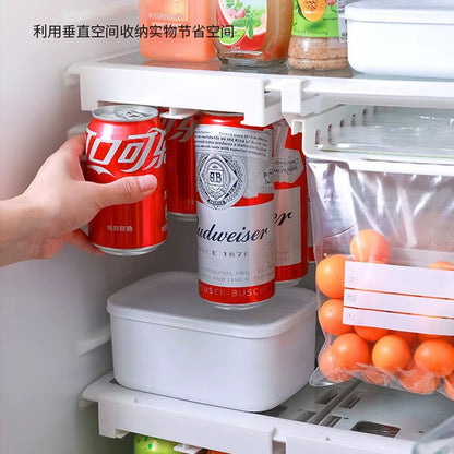 Refrigerator Storage Cabinet Drawer Soda Can Dispenser Beverage Rack Plastic Food Storage Rack for Refrigerator Cabinet Kitchen
