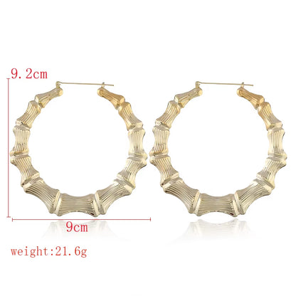 Punk Gold Sliver Color Bamboo Hoop Earrings for Women Geometric Big round Circle Bamboo Earings Bijoux Hip Hop Party Jewelry